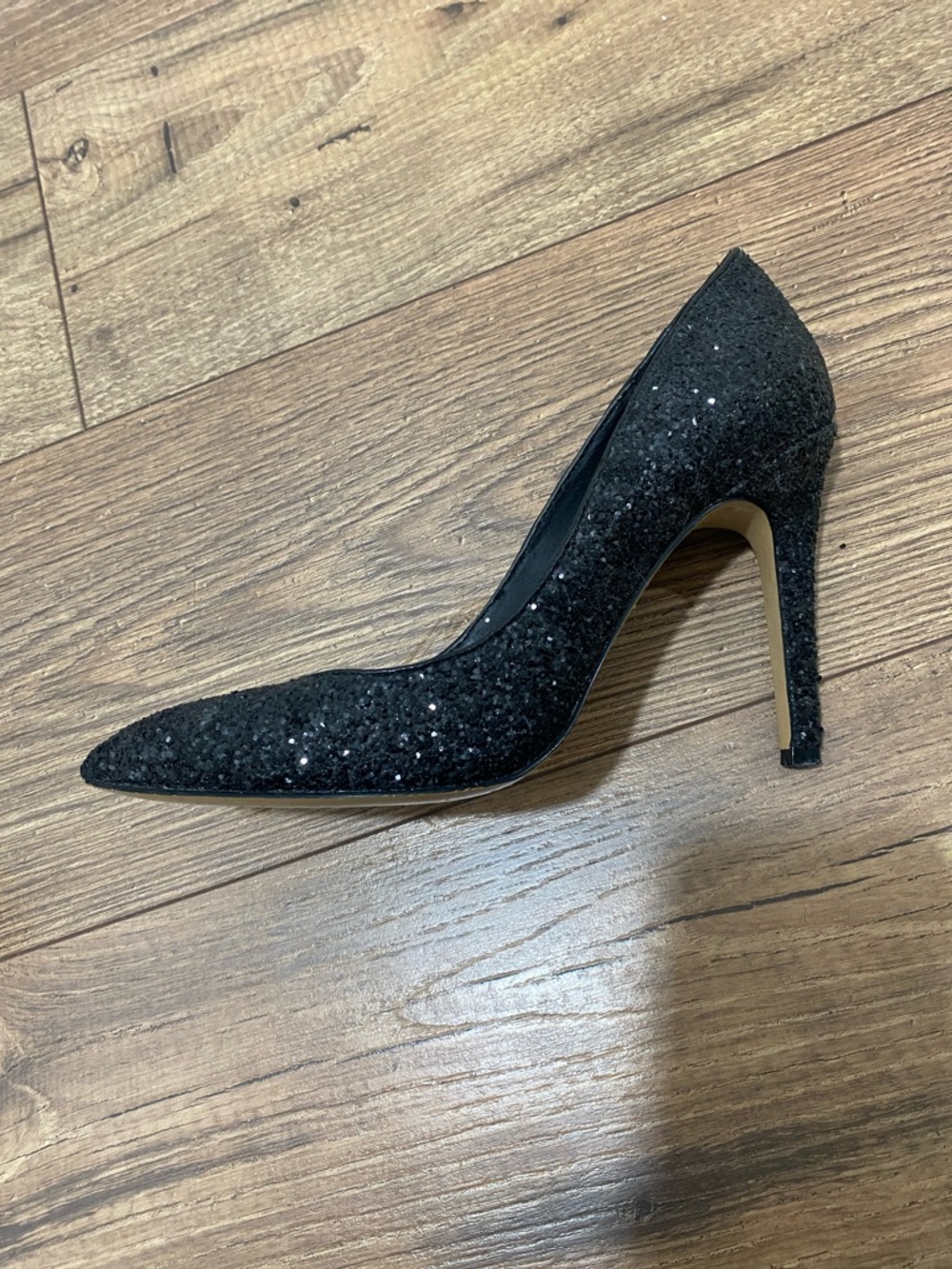 Black Glitter Pointed Toe Stiletto Pump - Women by Jessica Simpson size 8.5